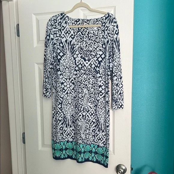 Lilly Pulitzer Navy and Teal Patterned Dress - Picture 1 of 5